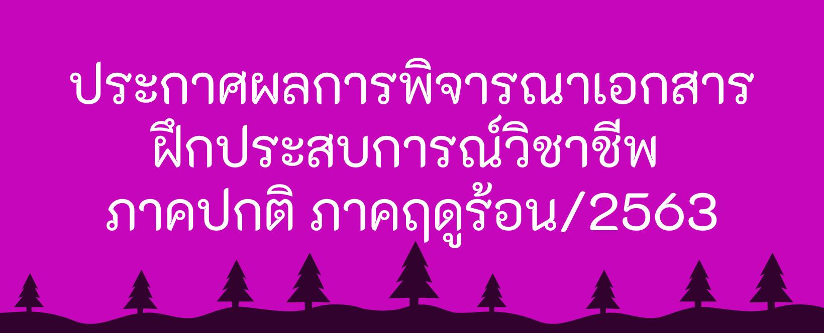 ประกาศผลการพิจารณาเอกสารฝึกประสบการณ์วิชาชีพ ภาคปกติ ภาคฤดูร้อน/2563